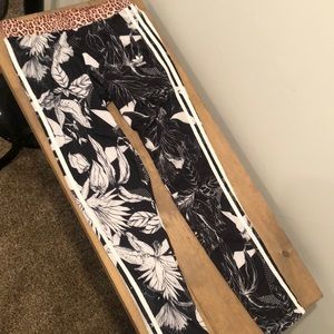 Adidas black & white floral joggers/leggings